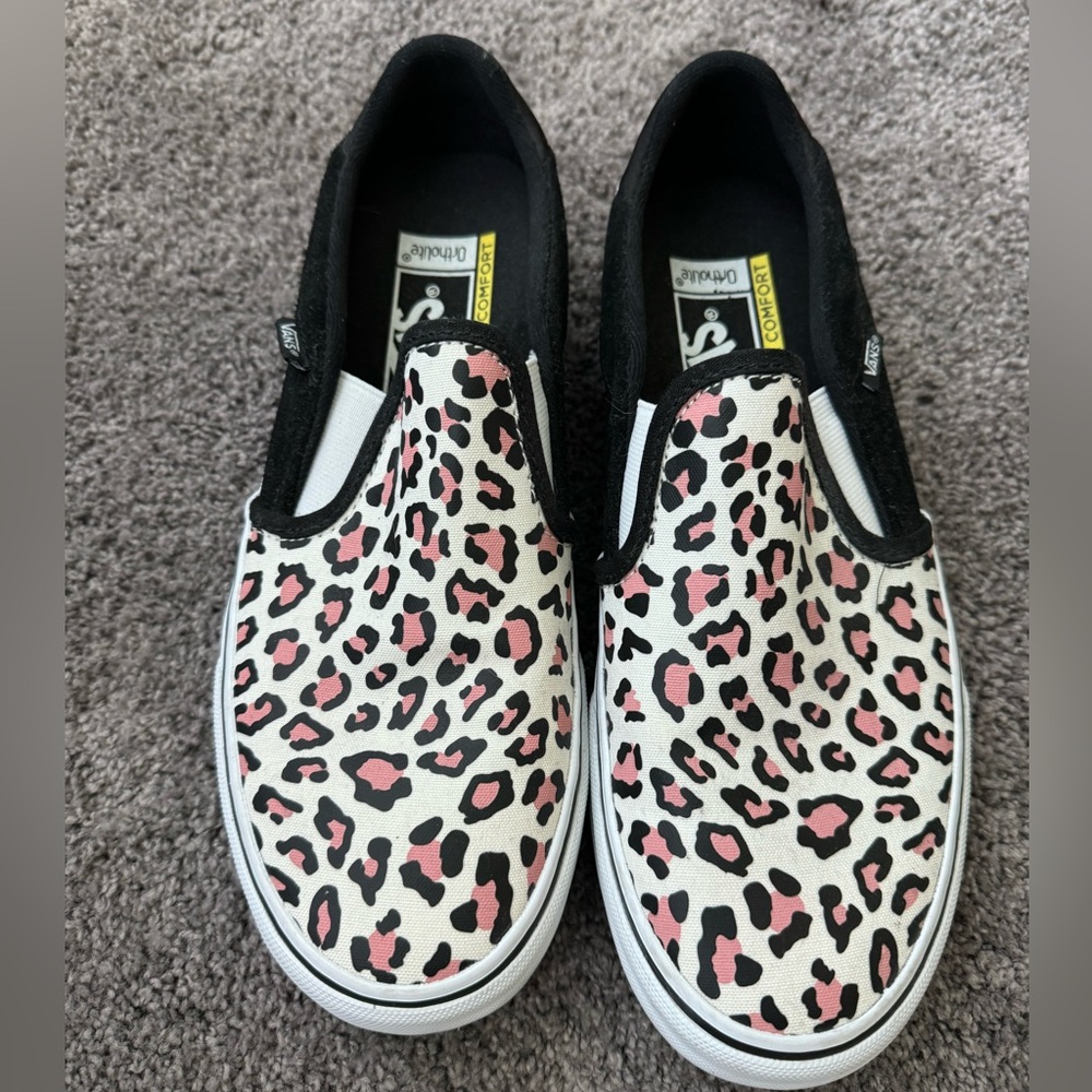 Vans slip ons Pink Leopard print Size 9 - never worn